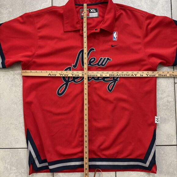 Nike NBA New Jersey Nets XL Oversize Red Warm-Up Jacket Shooting Shirt Fits 3XL - Picture 9 of 11
